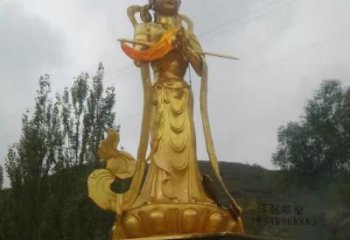 青銅九天玄女神像廠家 仿古九天神像銅雕