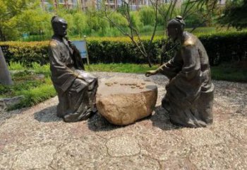 景觀下棋雕塑廠家，童趣主題，仿古雕塑擺件