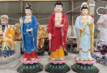 戶外西方三圣佛像工廠，仿古神像，仿銅西方三圣佛像定做