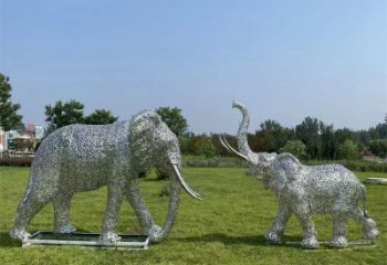 邯鄲鏤空大象雕塑制造商，動物擺件，透雕大象雕塑定制