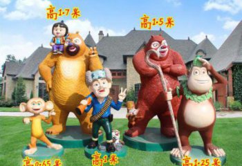 長(zhǎng)安廣場(chǎng)維尼熊雕塑，卡通水景雕塑，抽象效果
