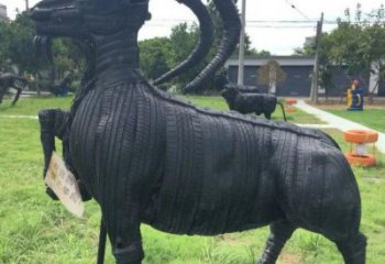 邯鄲輪胎山羊雕塑供應(yīng)，公園雕塑，鑄銅輪胎羊雕塑供求